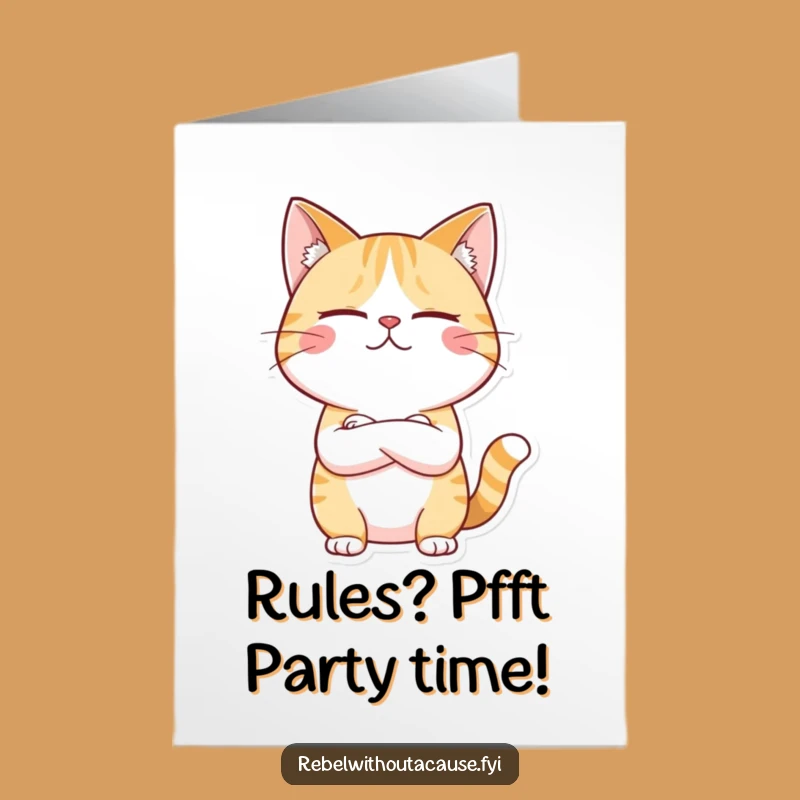 Free Printable Birthday Card: Unimpressed Cat, Funny Rules Meme, Downloadable Gift