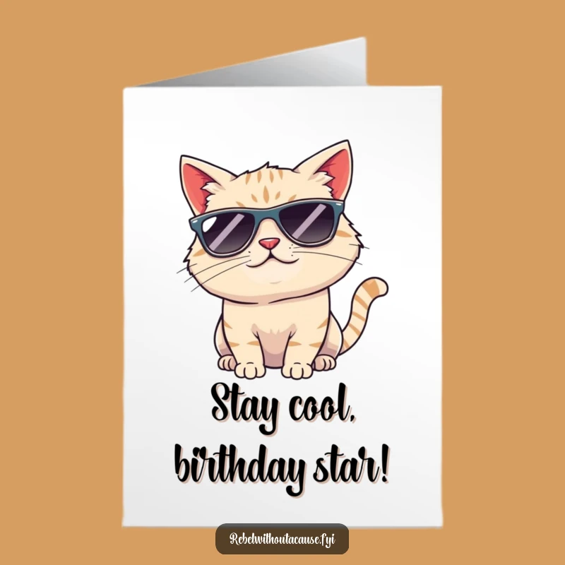 Free Printable Cool Cat Birthday Card: Smirking Feline Downloadable, Hilarious DIY Gift