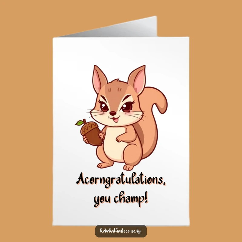 Free Printable Squirrel Congrats Card: Acorn Victory! Funny Downloadable Gift for Big Wins