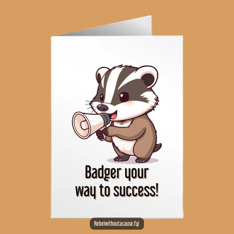 Free Printable Badger Congrats Card: Shouting Megaphone Downloadable, Hilarious DIY Gift