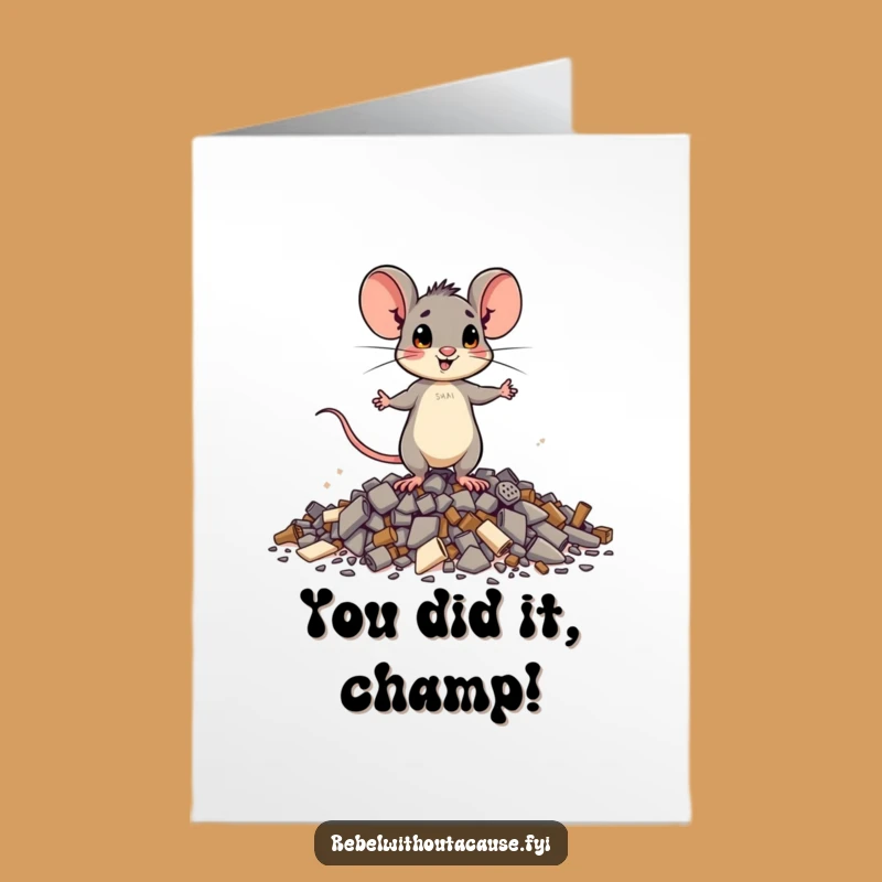 Free Printable Congrats Card: Brave Mouse Triumphing Over Challenges!