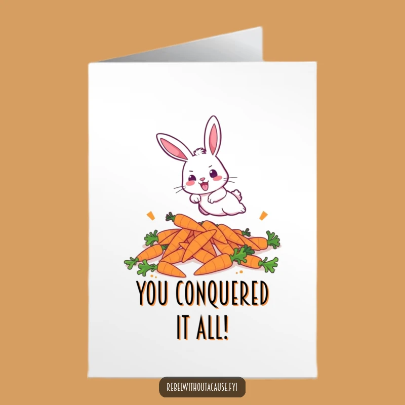 Free Printable Congrats Card: Bunny's Aggressive Victory Hop Downloadable