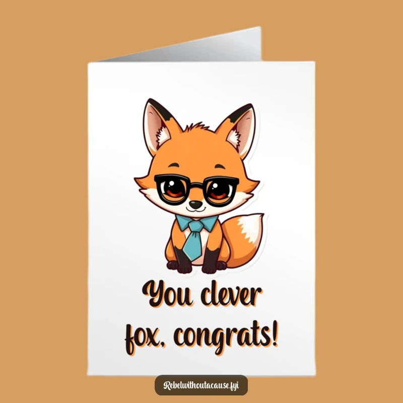 Free Printable Congrats Card: Jaunty Fox, Downloadable & Print at Home Style