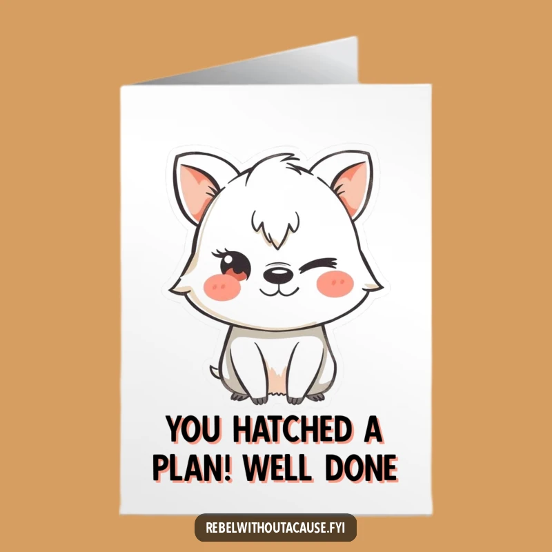 Free Printable Congrats Card: Mischievous Animal Stencil Wink Funny Downloadable Gift