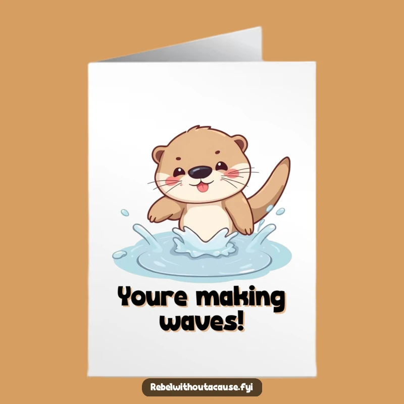 Free Printable Congrats Card: Otter Makes a Splashy Success Dive!