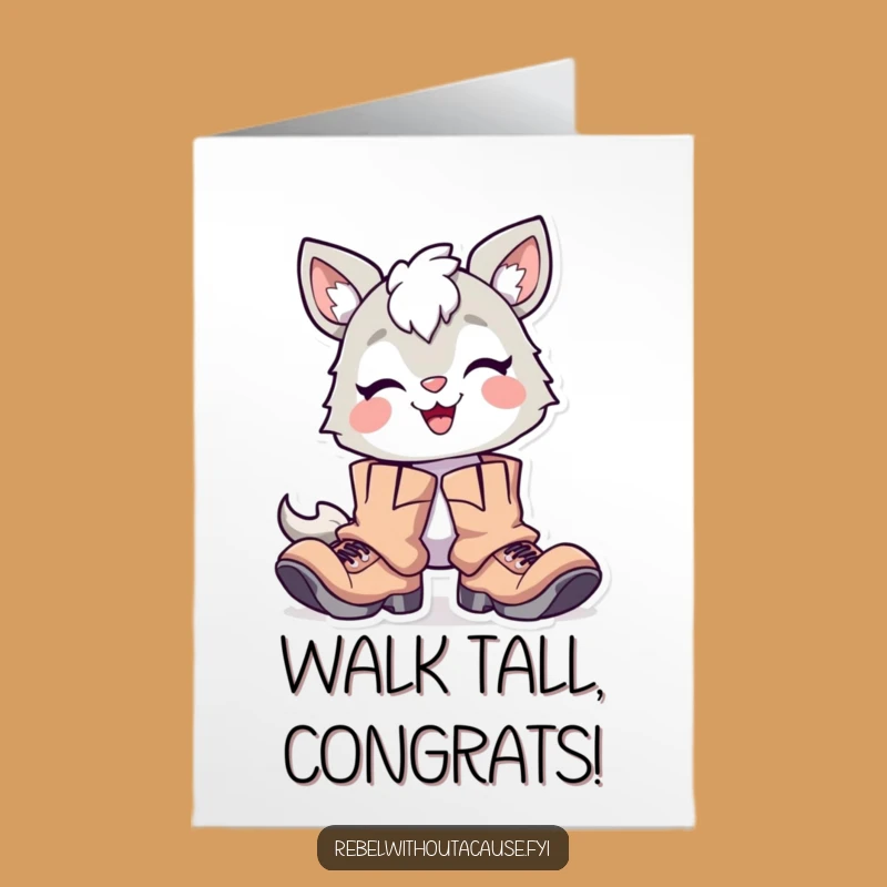 Free Printable Congrats Card: Proud Animal in Boots for Your Grand Achievement