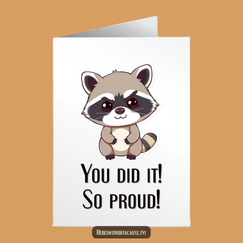 Free Printable Congrats Card: Raccoon Eyebrow Raise for Hilarious Downloadable Gift