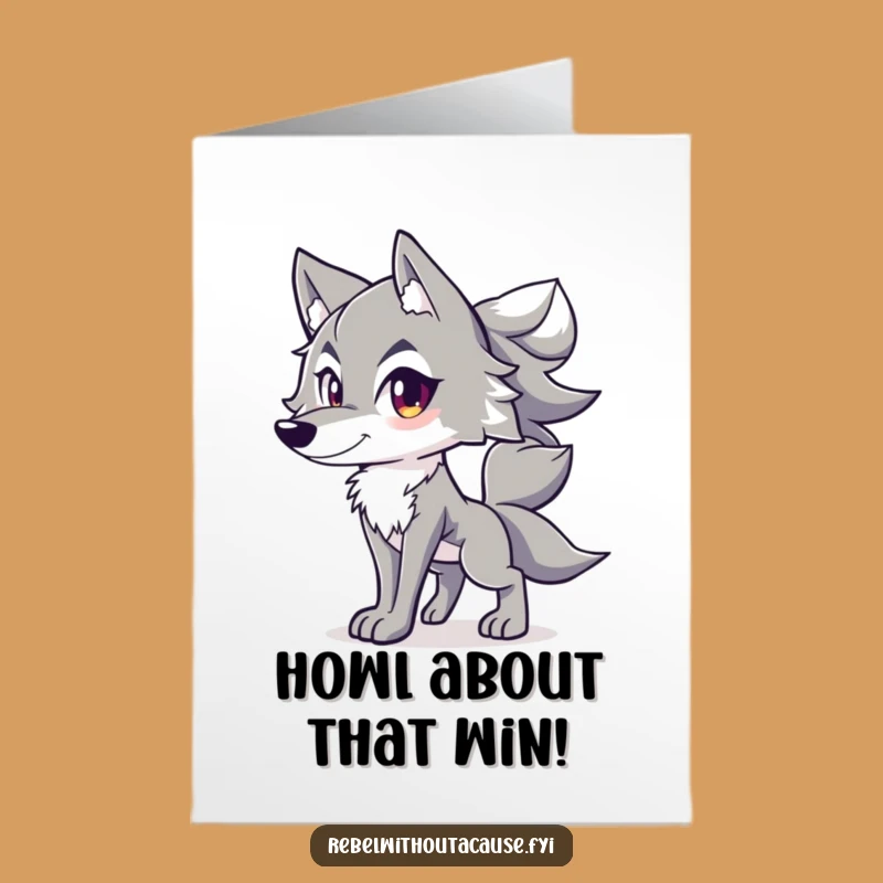 Free Printable Congrats Card: Spirited Wolf Confident Tail High