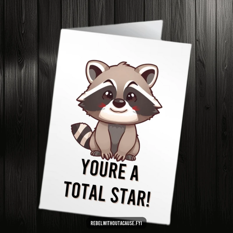 Funny Free Printable Congratulations Card: A spunky raccoon with swagger gives a nod.