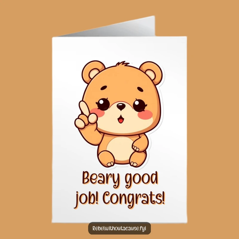 Free Printable Cool Bear Congratulations Card - Winky Gesture Downloadable for Big Success