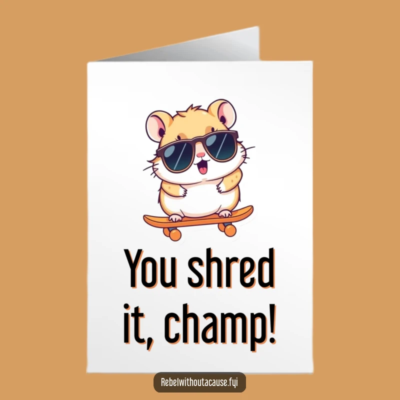 Free Printable Hamster Skater Congrats Card: Funny Downloadable for a Rad Win!