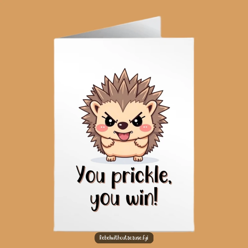 Free Printable Rebellious Hedgehog Congrats Card: Defiant Spikes Downloadable, Funny DIY Gift