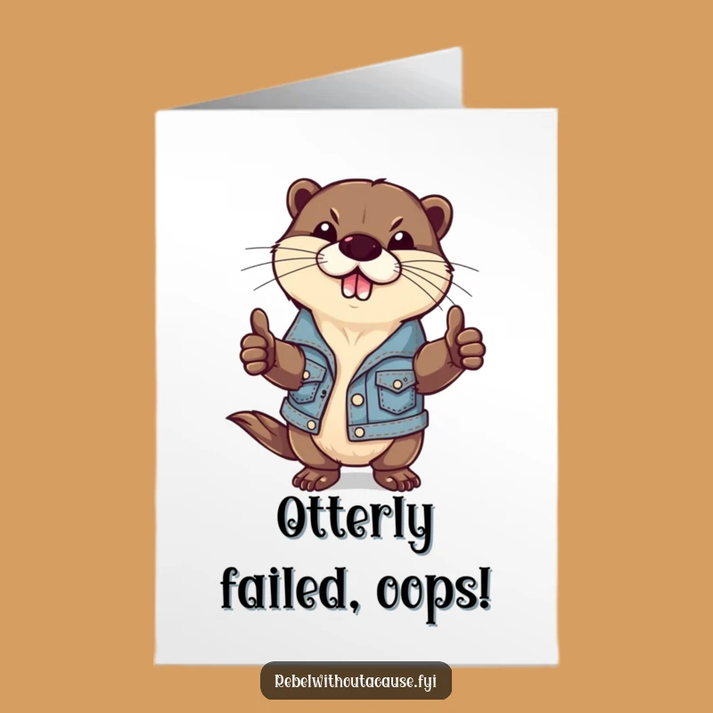 Free Printable Congrats Card: Grumpy Otter's Thumbs-Down Funny Gift