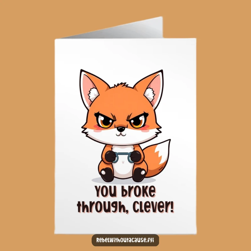 Free Printable Congrats Card: Fox Breaks Free, Humorous Downloadable for Independence