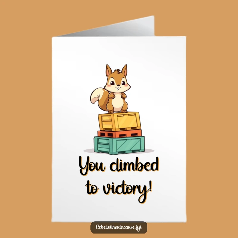 Free Printable Congrats Card: Squirrel's Victory Stack, Downloadable Gift