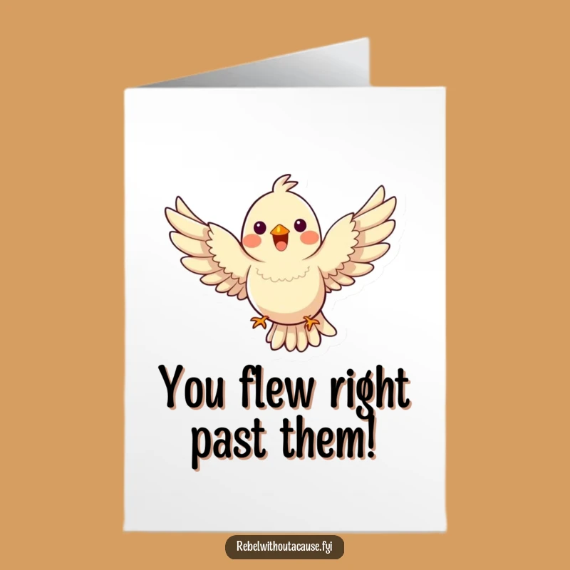 Free Printable Congratulations Card: Happy Bird Soaring, Defying Gravity for a Funny Downloadable Gift