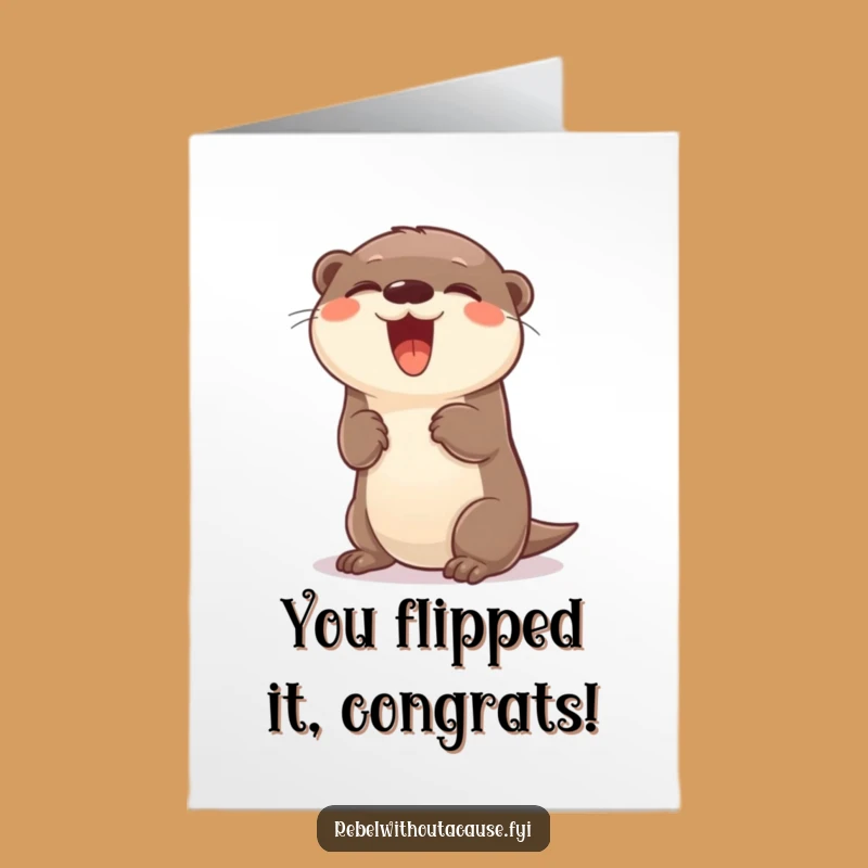 Free Printable Giggling Otter Congrats Card - Playful Flipping Animal Downloadable Gift