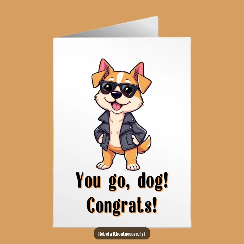 Free Printable Sassy Dog Congratulations Card - Leather Jacket Downloadable for Big Wins