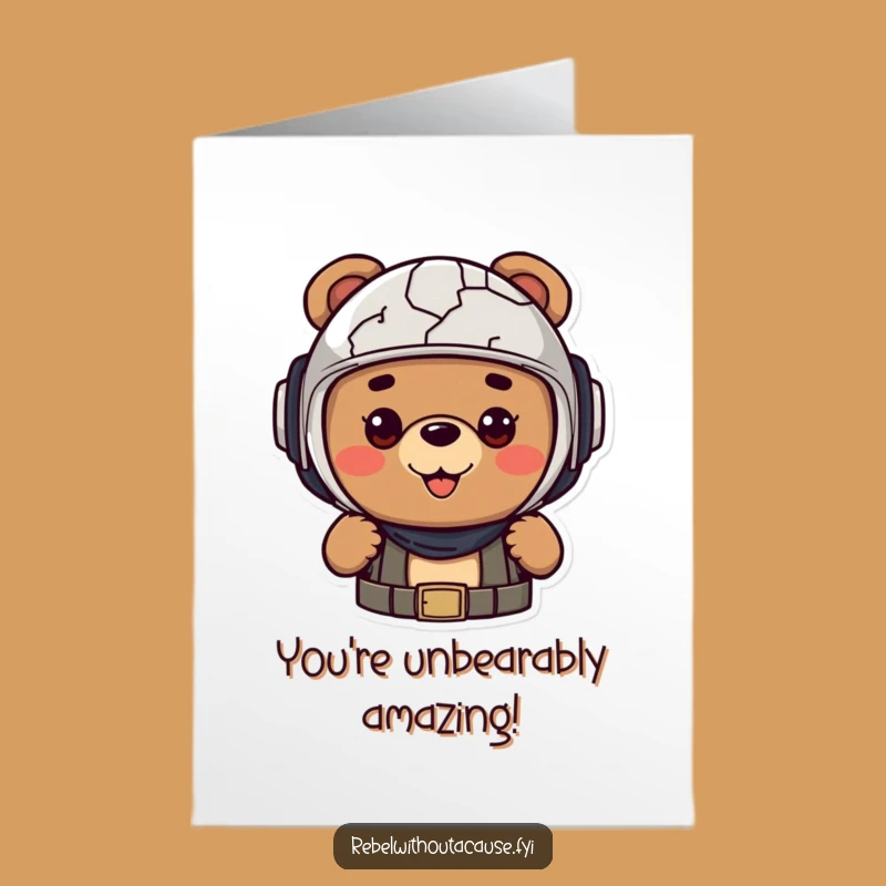 Free Printable Congrats Card: Brave Bear, Cracked Helmet, Funny Downloadable Art