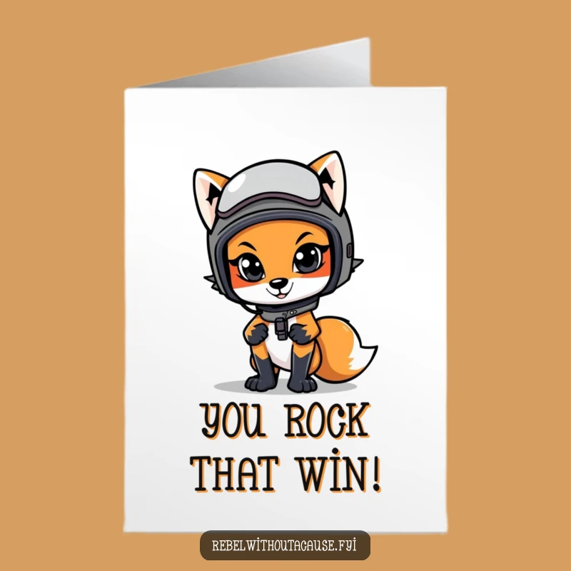 Free Printable Congrats Card: Cool Fox celebrating with swagger. A funny downloadable gift!
