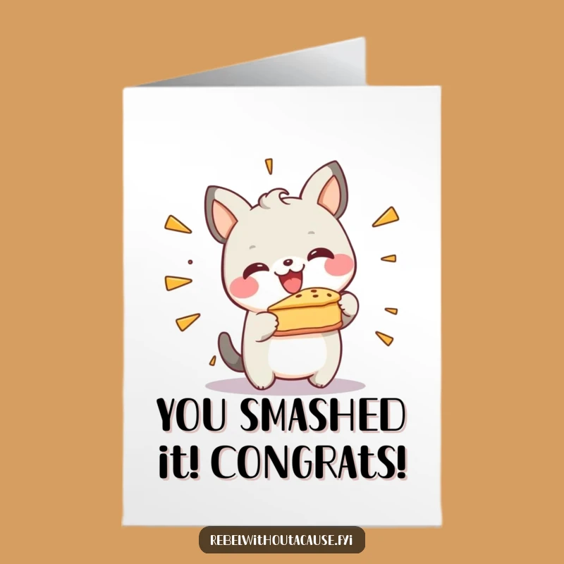 Free Printable Congrats Card: Happy Animal Pie Smash for Your Victory