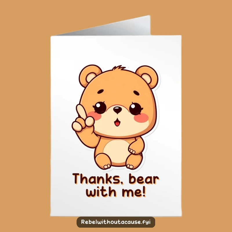 Free Printable Cool Bear Thank You Card - Winky Gesture Downloadable for Gratitude