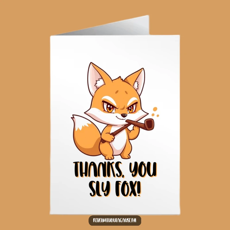 Free Printable Fox Thank You Card - Mischievous Grin Downloadable for Expressing Gratitude