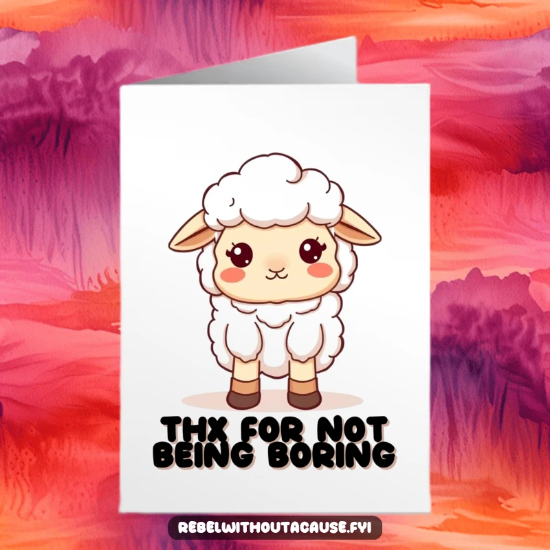 Funny Free Printable Thank You Card: Kawaii sheep with mismatched socks looking scattered, great for a printable, humorous thank you.