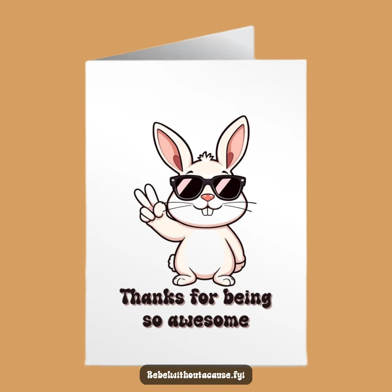 Free Printable Thank You Card: Cool Bunny Peace Sign for a Grateful Giveaway