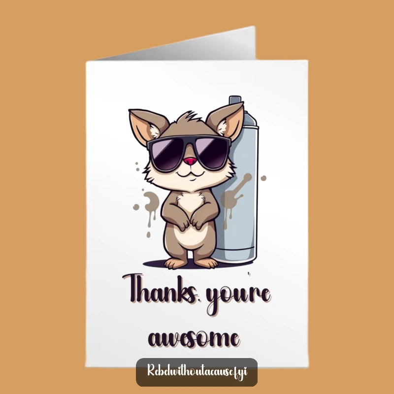 Free Printable Thank You Card: Cool Graffiti Animal Expressing Gratitude Stylishly