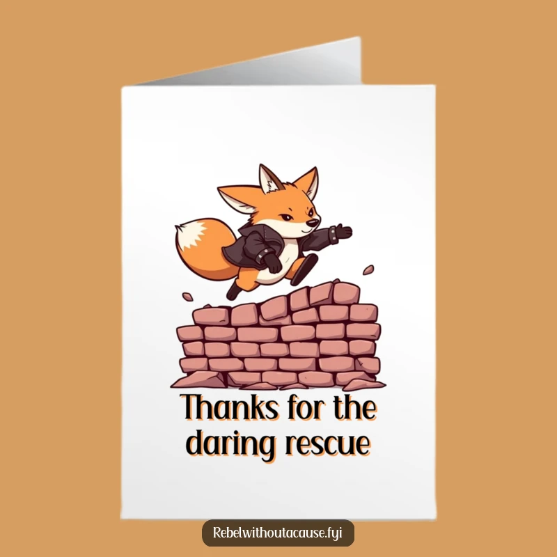 Free Printable Thank You Card: Fearless Fox Jump for Epic Gratitude