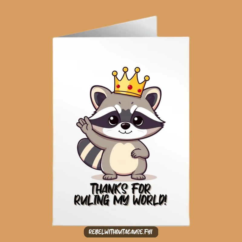 Free Printable Thank You Card: Raccoon's Regal Thanks, Downloadable Gift