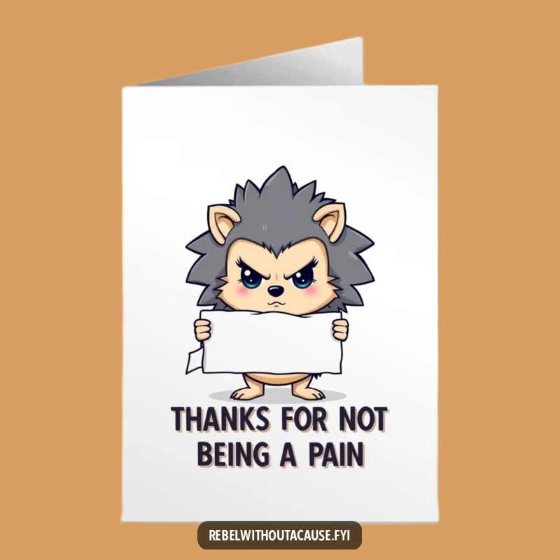 Free Printable Thank You Card: Stern Hedgehog, Official Thanks, Funny Downloadable Gift