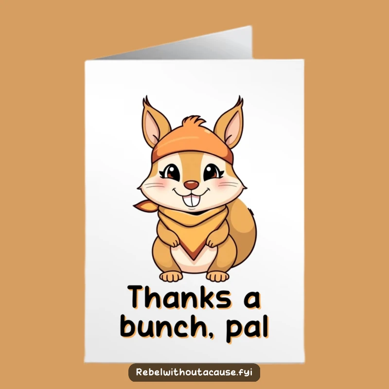 Free Printable Thank You Card: Mischievous Squirrel, Downloadable & Print at Home Appreciation