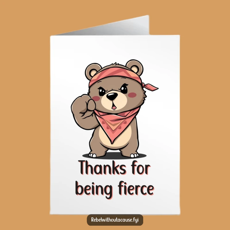 Free Printable Thank You Card: Determined Bear Fist Bump for a Funny Downloadable Gift