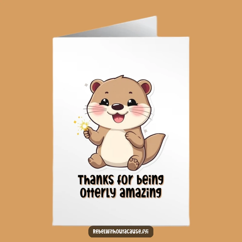 Free Printable Thank You Card: Otter Thanks, Sparkler, Downloadable Gift