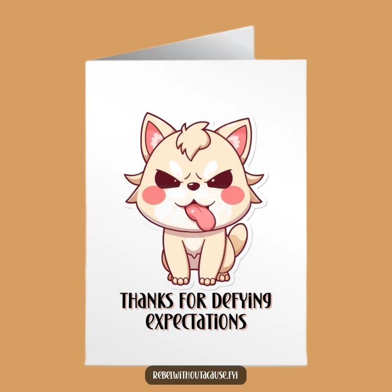 Funny Free Printable Thank You Card: Spirited Animal Tongue Out Downloadable Gift