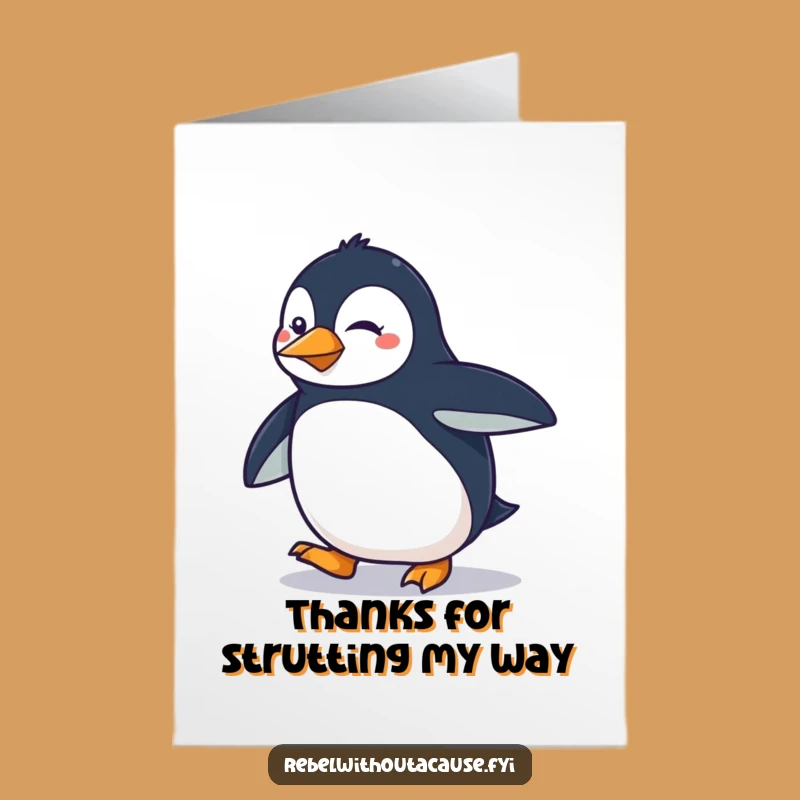 Free Printable Sassy Penguin Thank You Card - Strutting Bird Downloadable Gift