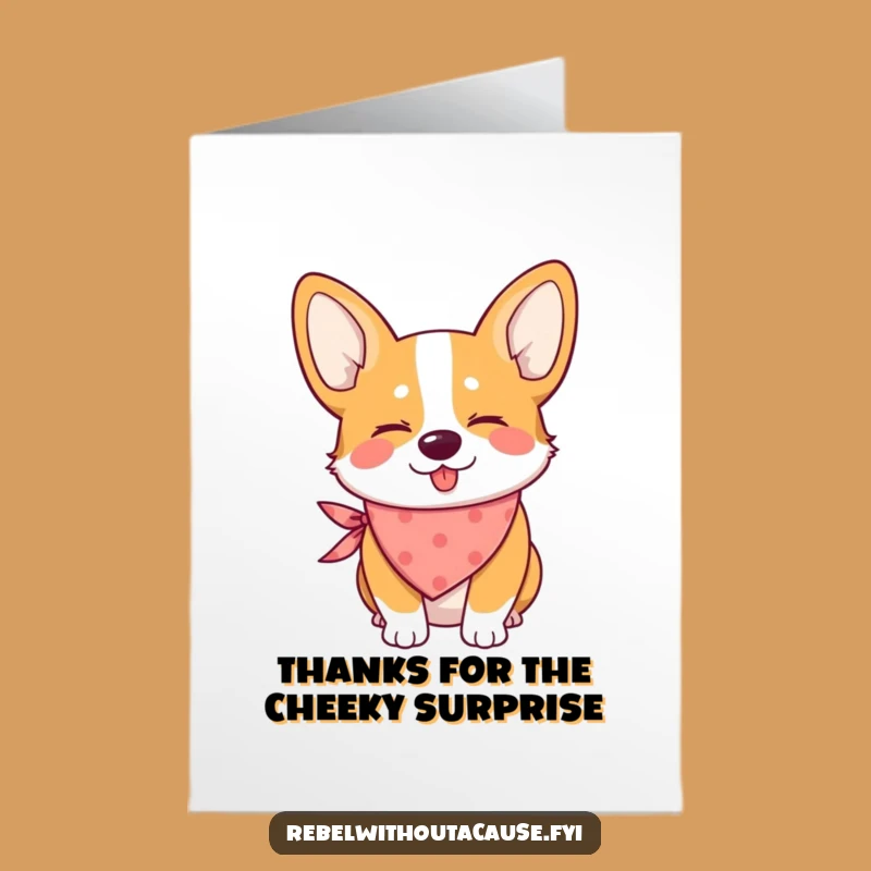 Free Printable Thank You Card: Winking Corgi Bandana for a Sweet Thanks