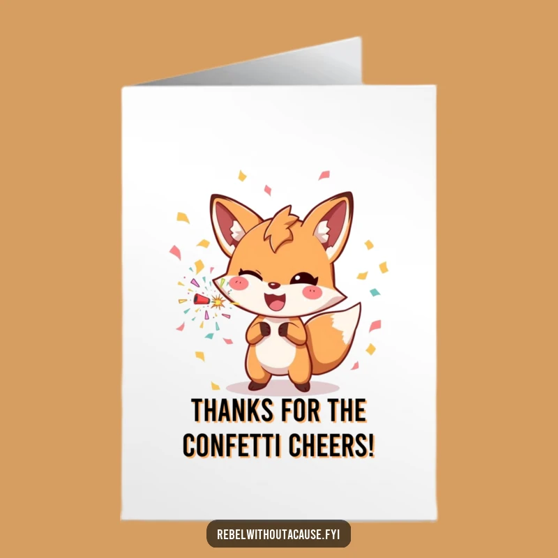 Free Printable Thank You Card: Fox Confetti Surprise - Downloadable Thanks!