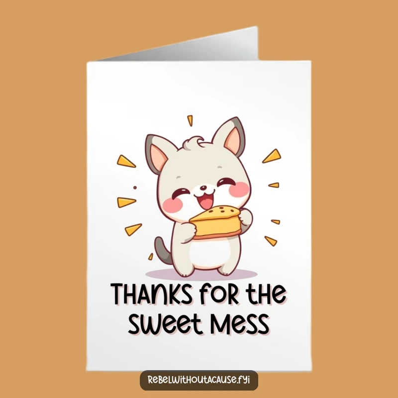 Free Printable Thank You Card: Happy Animal's Pie Smash of Gratitude