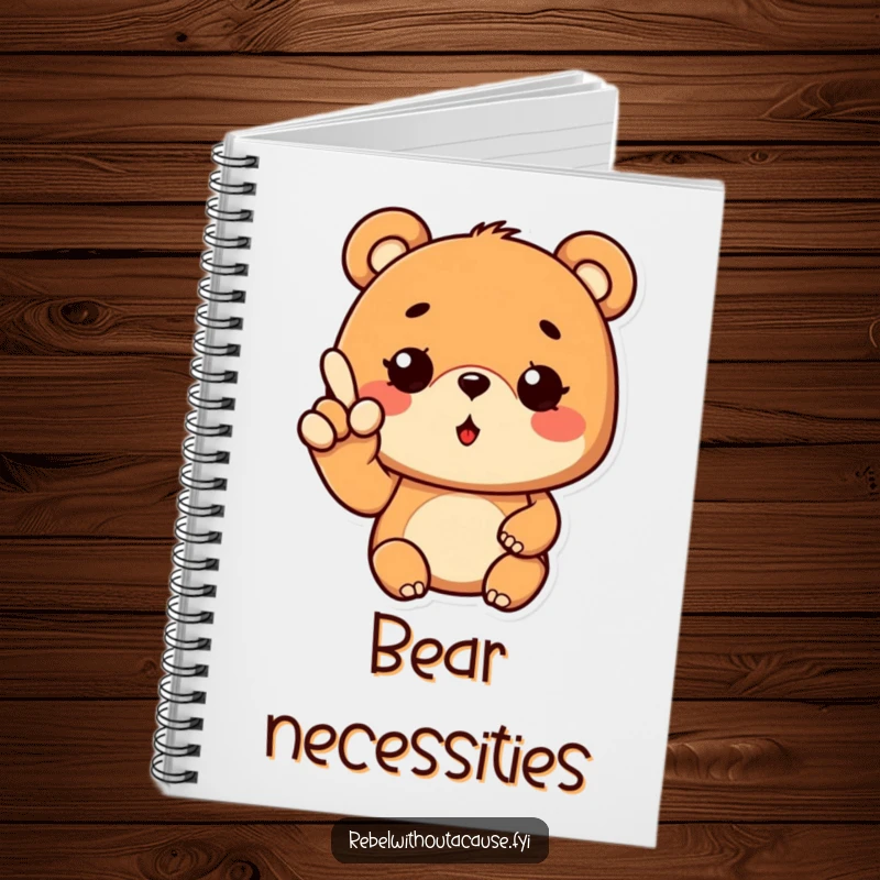 Funny Cool Bear Notebook featuring a bear with a wavy finger gesture and a wink, ideal for jotting down cool ideas.