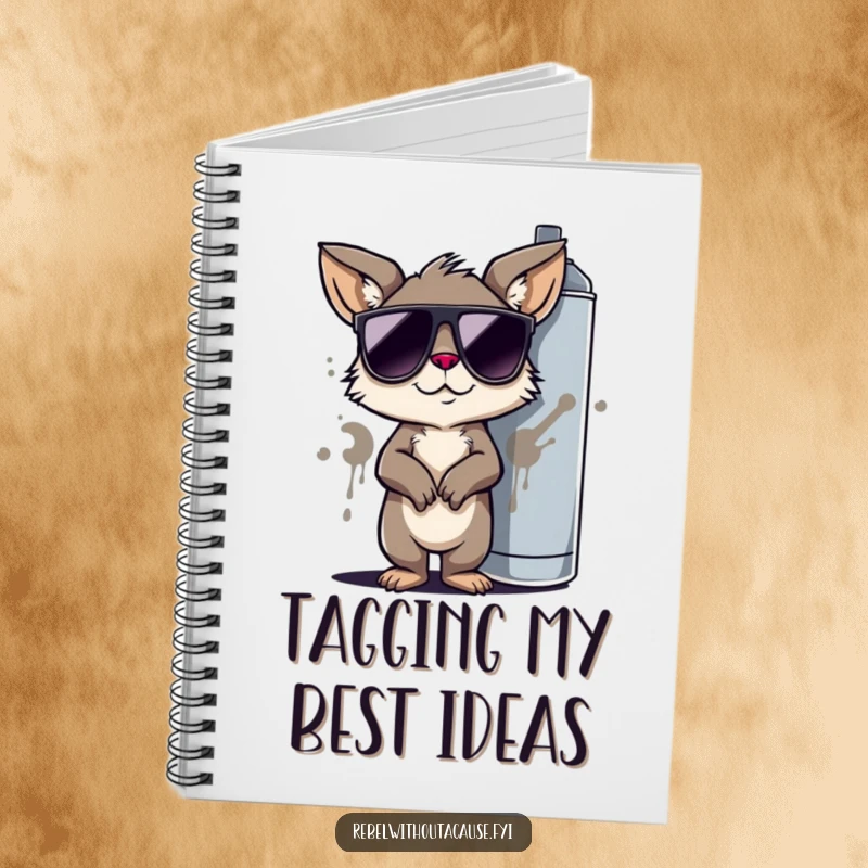 Funny Notebook with Graffiti Art: Cool Animal Character, Sunglasses, Spray Can, Ideal for Writing and Drawing.