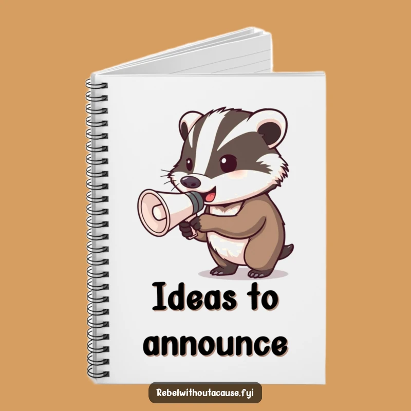 Funny Determined Badger Megaphone Notebook: Jot Down Your Loudest Ideas!