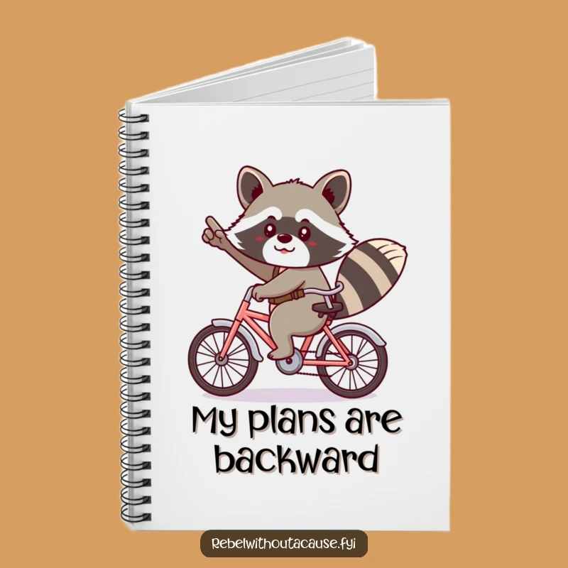 Funny Kawaii Raccoon Notebook - Cheeky Backwards Bicycle Notes!