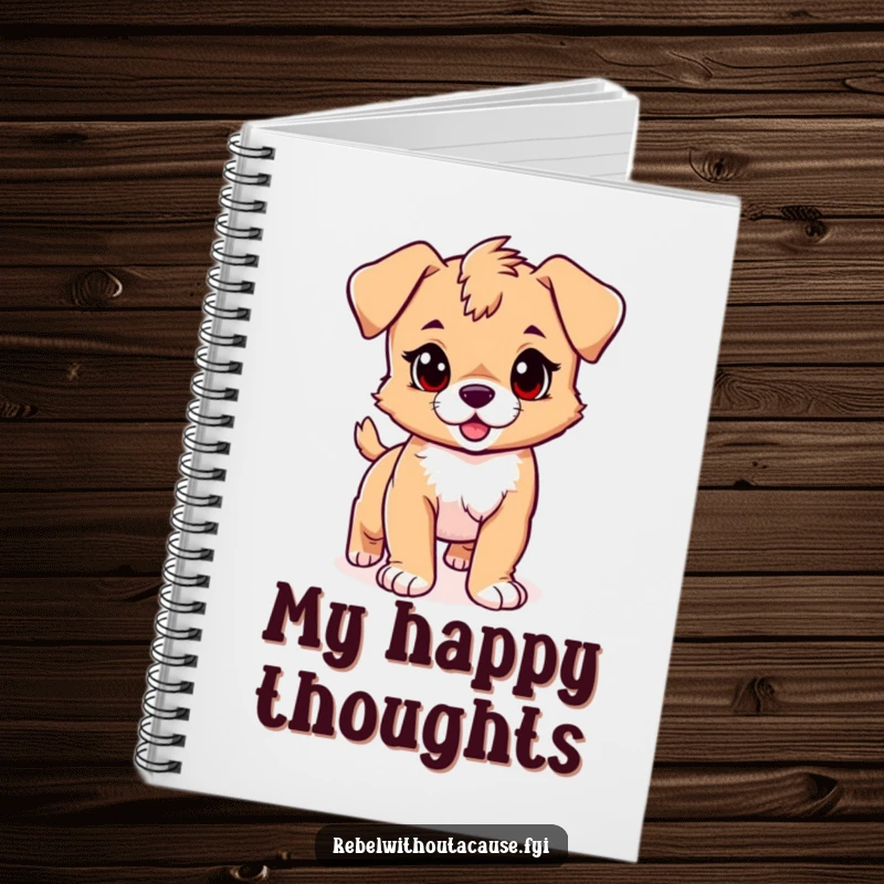 Funny puppy notebook featuring a playful puppy with a confident stride and a rebellious streak, perfect for jotting down ideas with joy, funny gift.