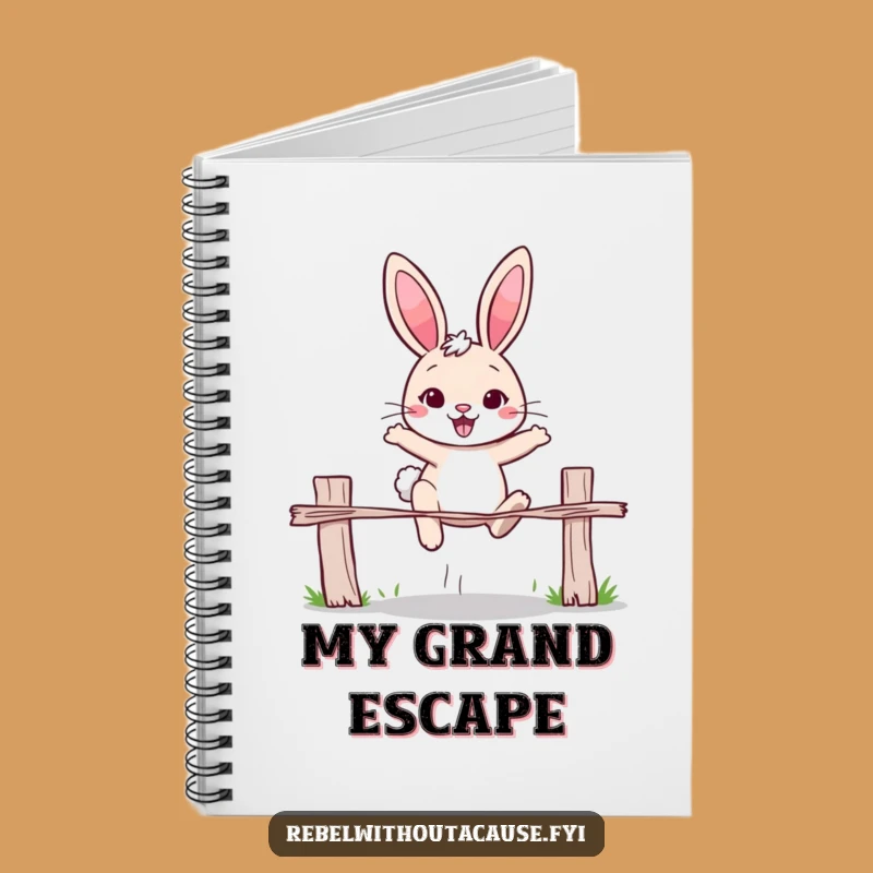 Funny Rabbit 'Over It' Notebook - Determined Jumper Rabbit Journal Gift