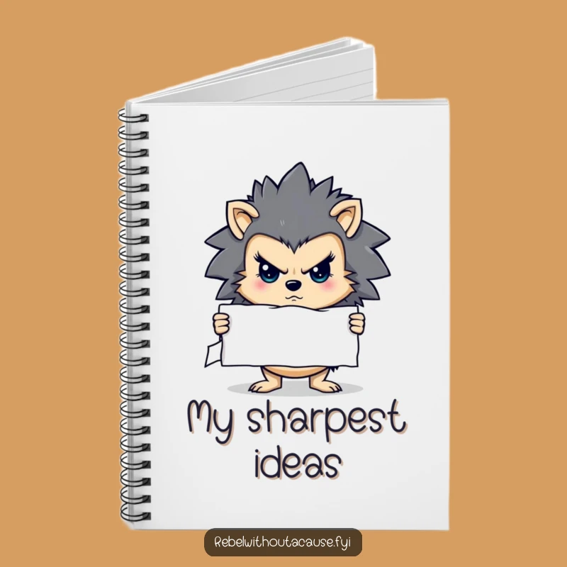 Funny Stern Hedgehog Notebook - Determined Message Journal - Perfect Funny Gift