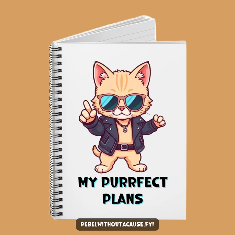 Funny Cool Cat Notebook: Sunglasses Cover, Leather Jacket Style, Diary Gift