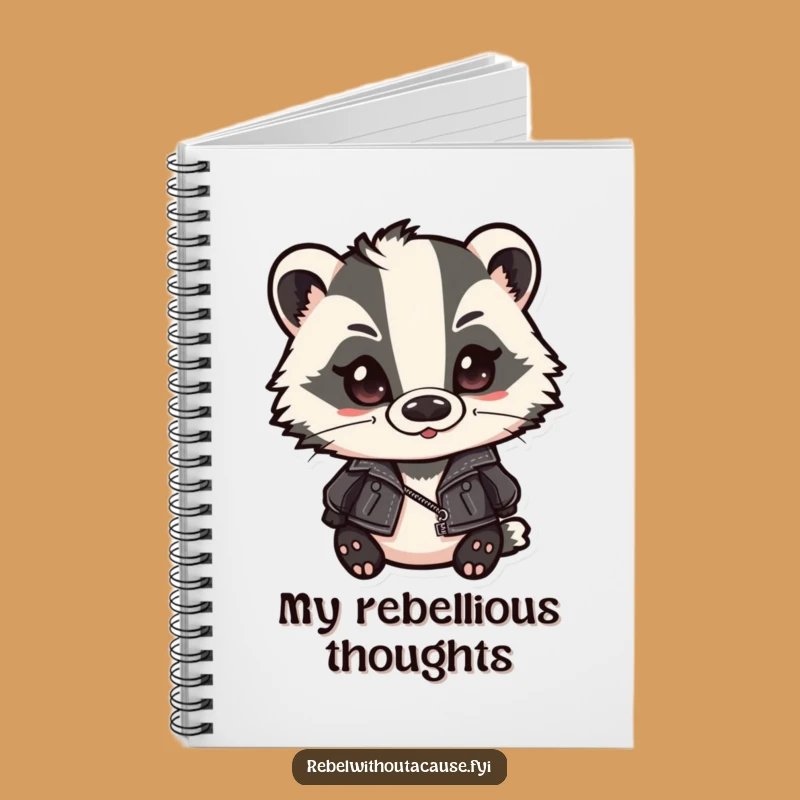 Funny Badger Biker Notebook - Smirking Leather Jacket Badger Journal Gift